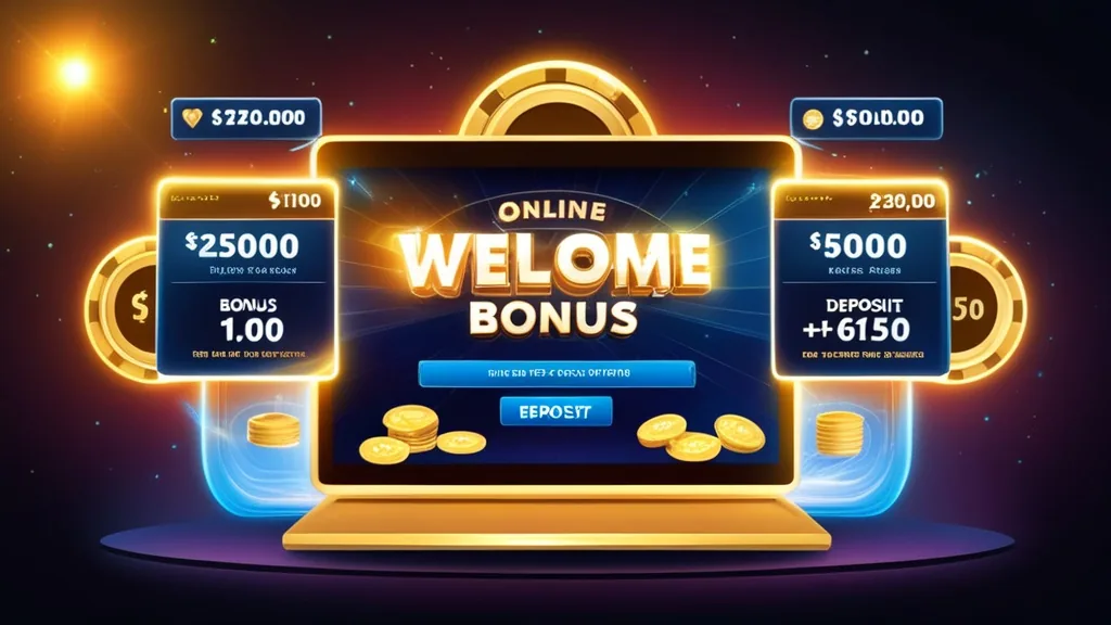 Interface de bónus de boas-vindas com depósito e barra de progresso